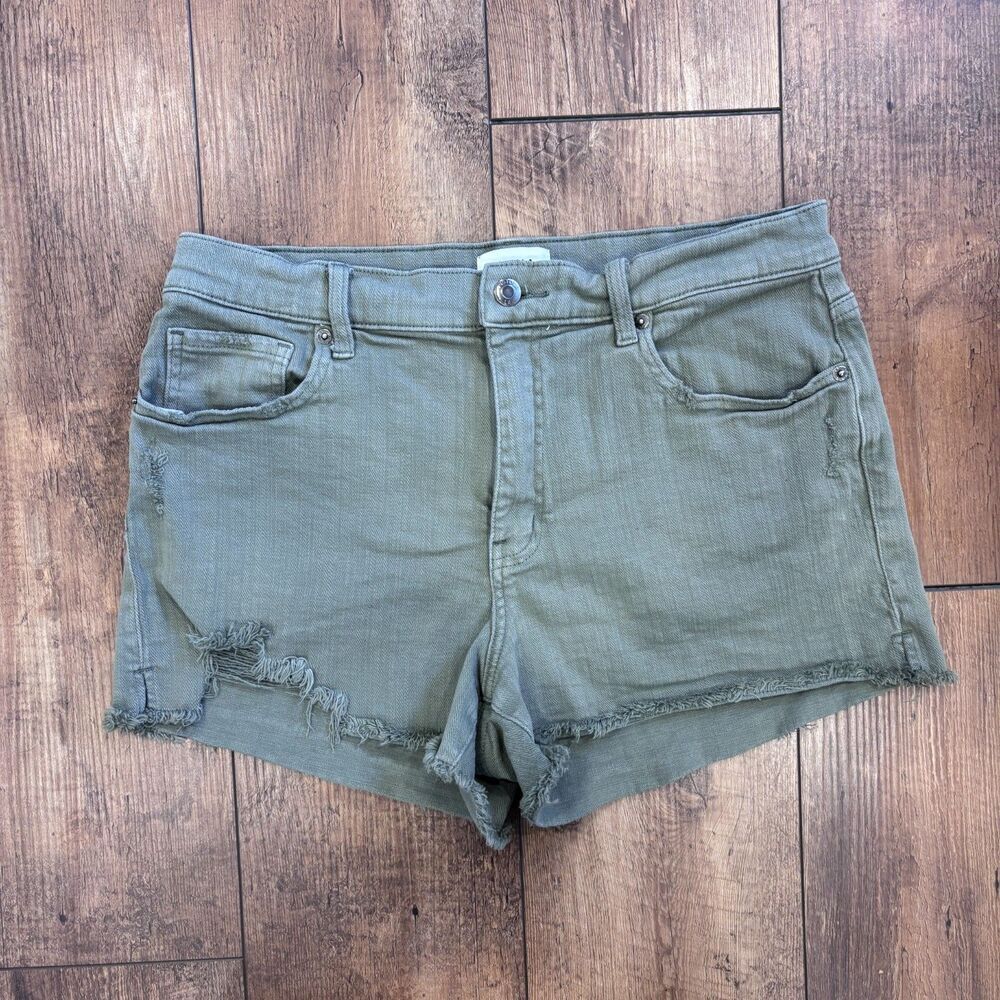 Pistola Winston High Rise Fray Hem Shorts Jean Denim Green Women's Size 31 Beach - Picture 2 of 8